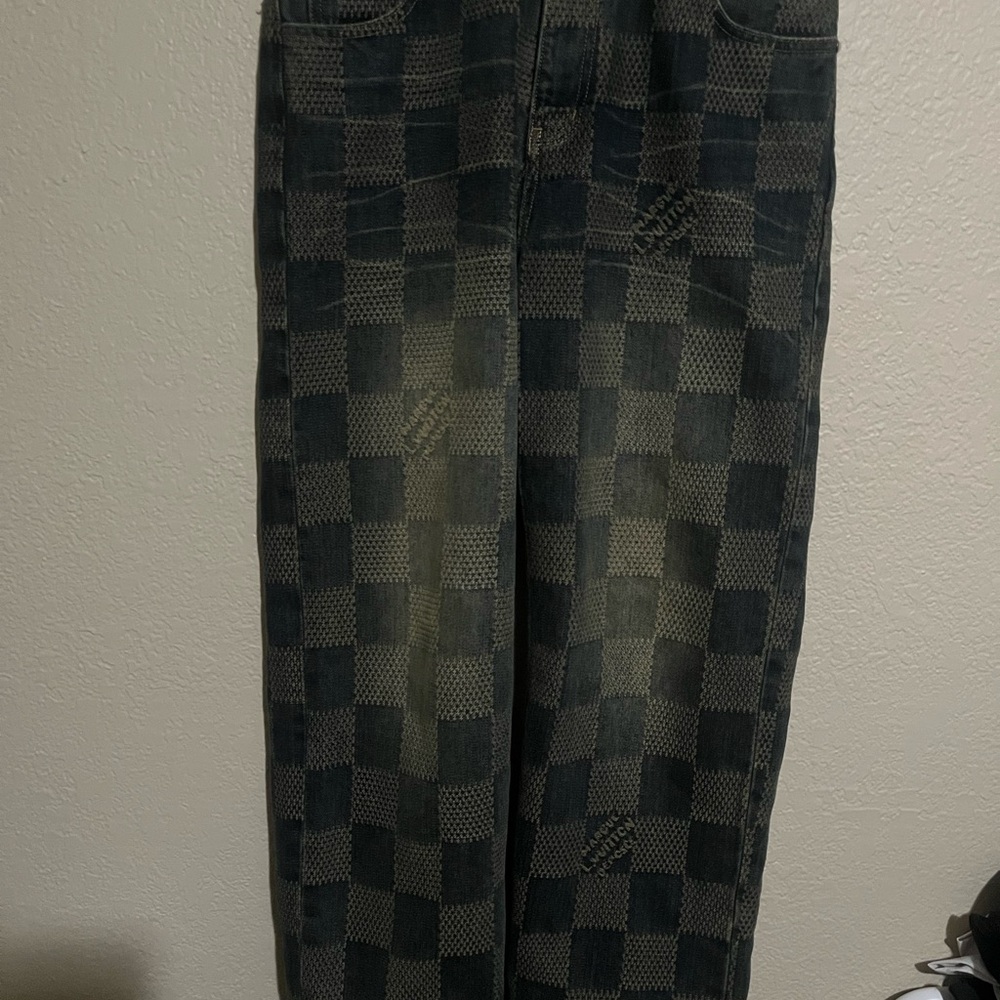 LV Damier Checkered Blue Jeans